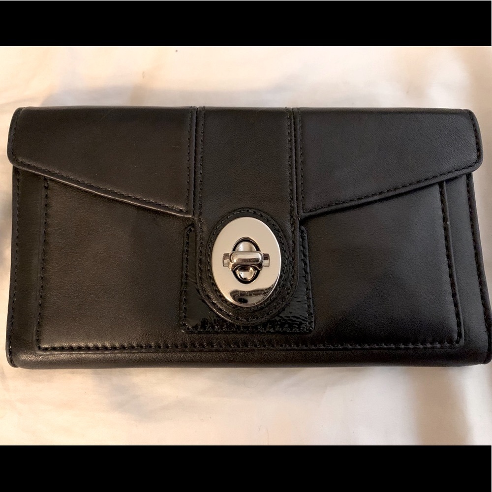 Coach Trifold Wallet Black Leather